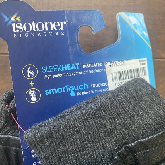 Isotoner ladies  Black Leather Gloves - Picture 5 of 8